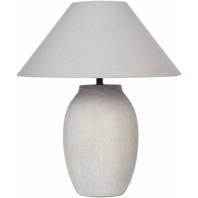 Image of Lampada da tavolo in ceramica da comodino Luce in tessuto di lino Grigio Graliwdo - Grigio
