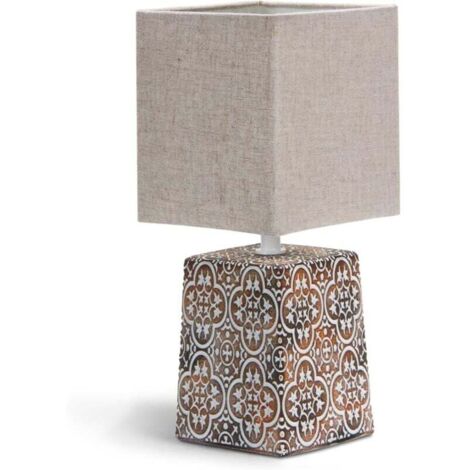 Lampada da tavolo in ceramica E14, lampada da tavolo vintage per comodino, lampada da comodino, lampada da comodino con paralume in tessuto retrò, divertente