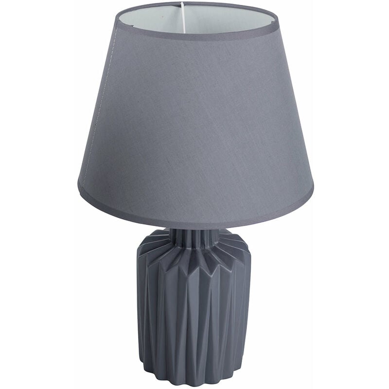 Image of Homeness - Lampada da tavolo in ceramica grigia con paralume in tessuto H39 cm