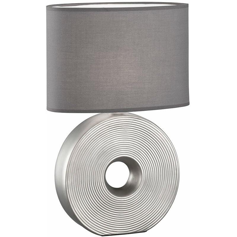Image of Etc-shop - Lampada da tavolo in ceramica lampada da comodino paralume in tessuto antracite lampada laterale argento, chintz, 1x attacco E27, LxPxA