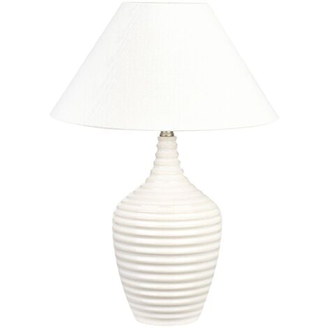 Lampada da tavolo in ceramica Luce d'ambiente Paralume nero Beige Celeste