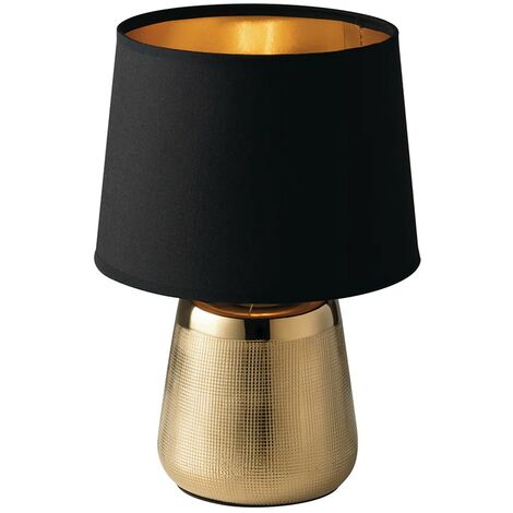 Elegante lampada da tavolo GIARDINO oro 24 carati 1 lampadina, paralume in  tessuto