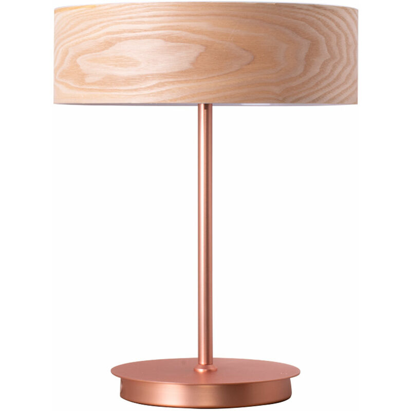 Image of Lampada da tavolo in legno dimmerabile lampada da comodino camera da letto telecomando lampada da tavolo lampada da lettura rame, paralume in legno,