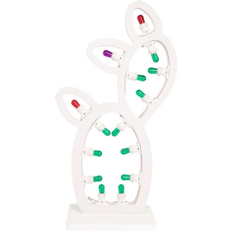 Lampada da tavolo in Legno FICO d'India o CACTUS Grande 25x19xH64,5 cm LUMINARIA d’arredo pugliese 15 lampadine colorate