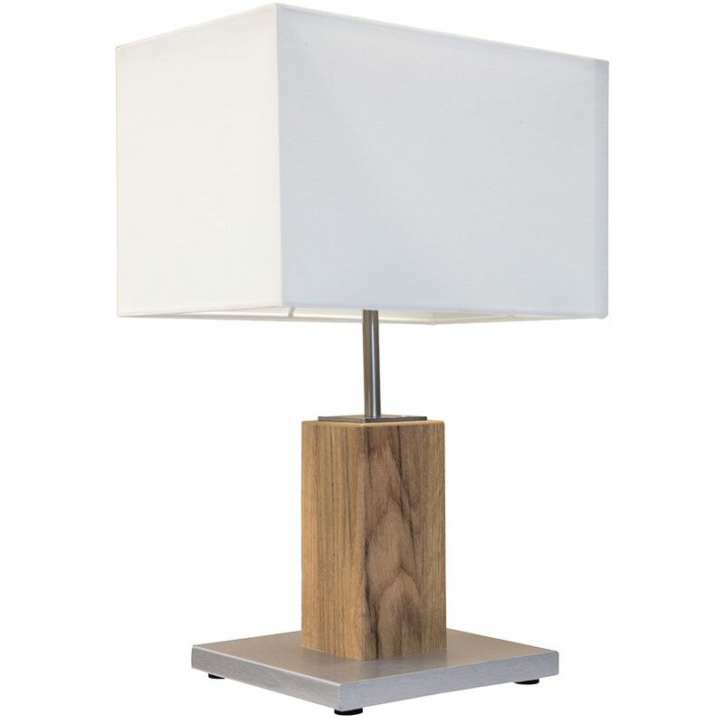Image of Lampada da tavolo in legno rovere telecomando Lampada da lettura in tessuto per soggiorno dimmerabile in un set che include lampade a led rgb