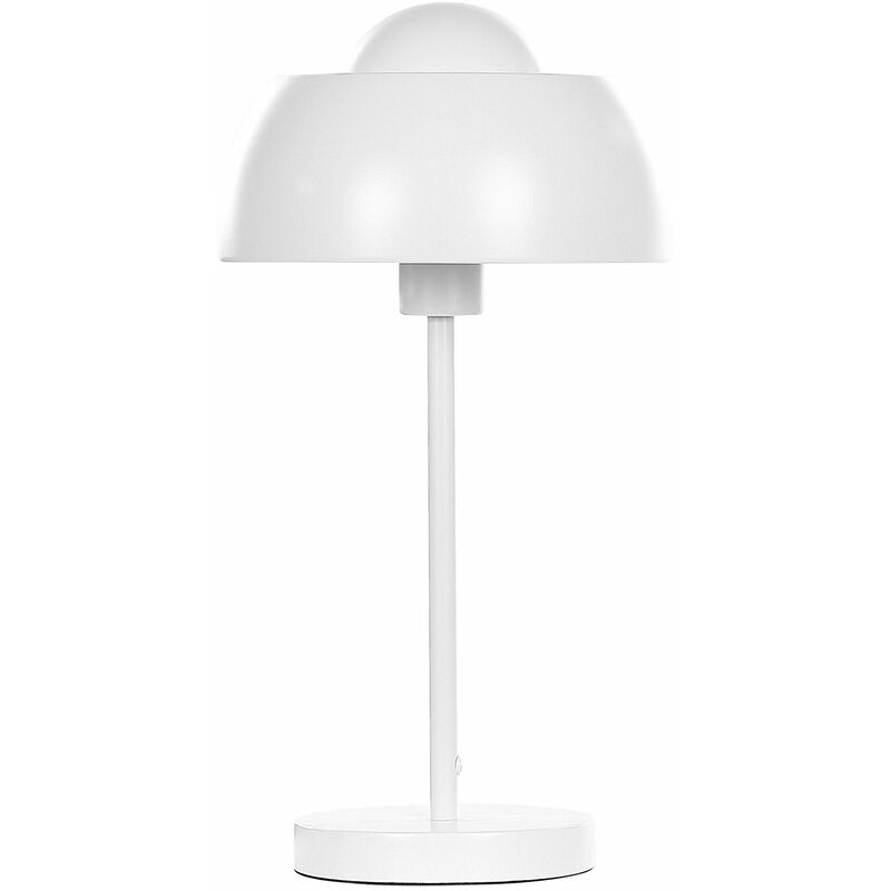 Image of Lampada da tavolo rotonda in metallo bianco in stile industriale con paralume a cupola Senette