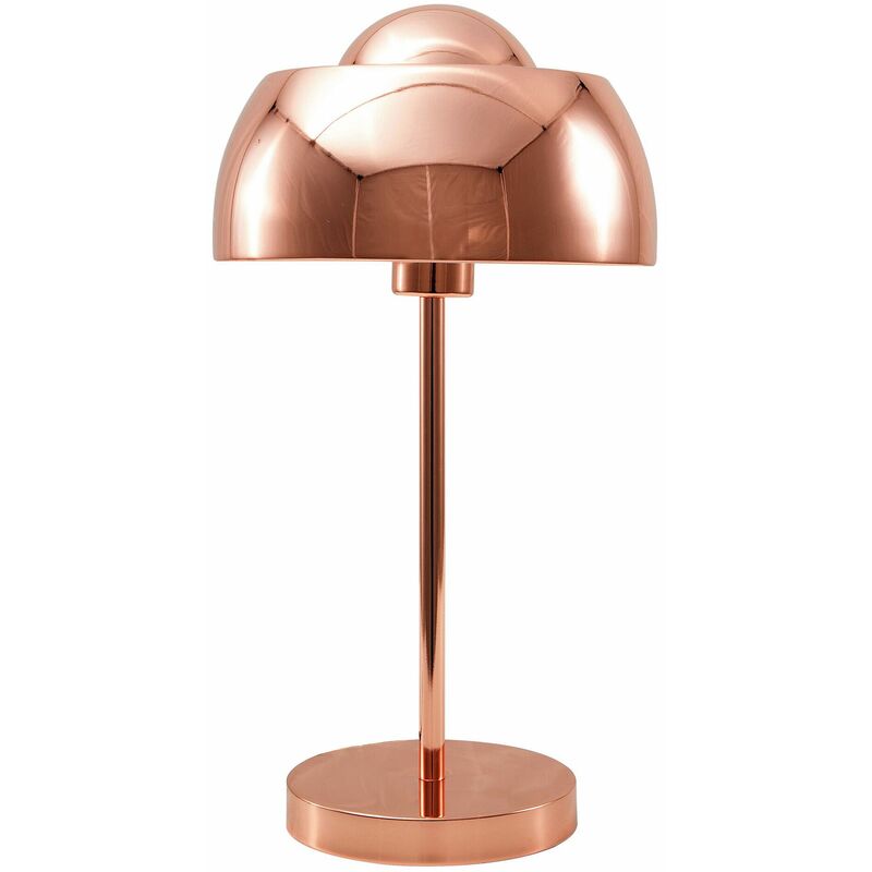 Image of Lampada da tavolo rotonda in metallo ramato in stile industriale con paralume a cupola Senette