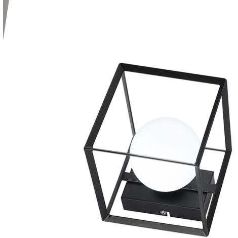 Lampada da tavolo in metallo colore nero diffusore sferico attacco G9