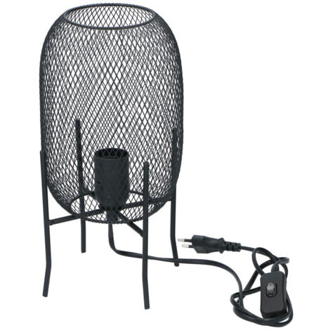 Lampada da Tavolo in Metallo con Attacco E27 Design Industrial Altezza 29cm Nero