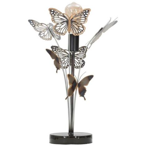 Lampada da tavolo in metallo con decorazioni farfalle per interni