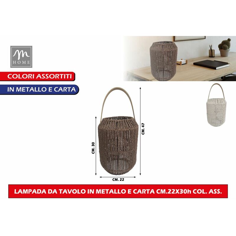 LAMPADA DA TAVOLO IN METALLO e CARTA CM.22X30h