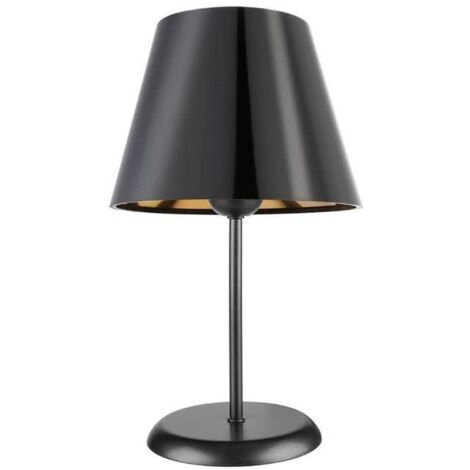 Lampada da tavolo in metallo e paralume tessuto nero Verda