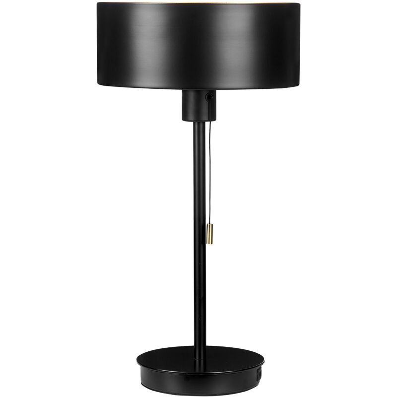 Image of Lampada da tavolo in metallo nero 47 cm con porta usb Aripo