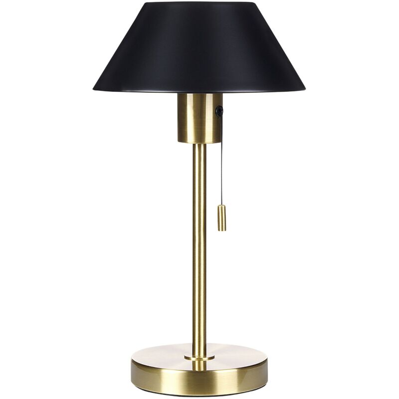 Image of Lampada da tavolo in metallo nero e dorato 37 cm con paralume conico Caparo
