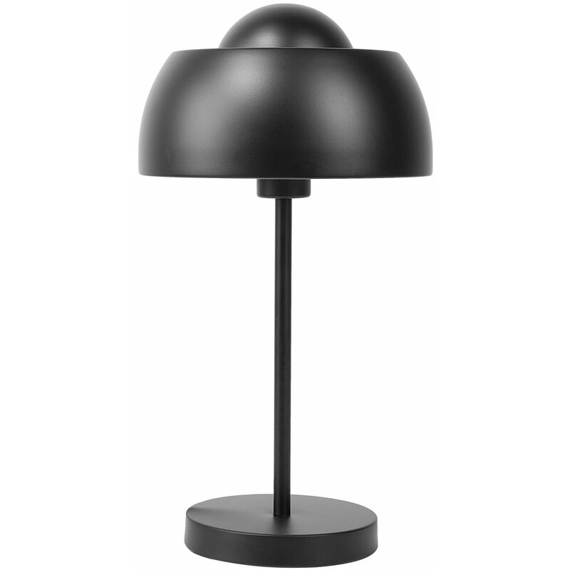 Image of Lampada da tavolo rotonda in metallo nero in stile industriale con paralume a cupola Senette