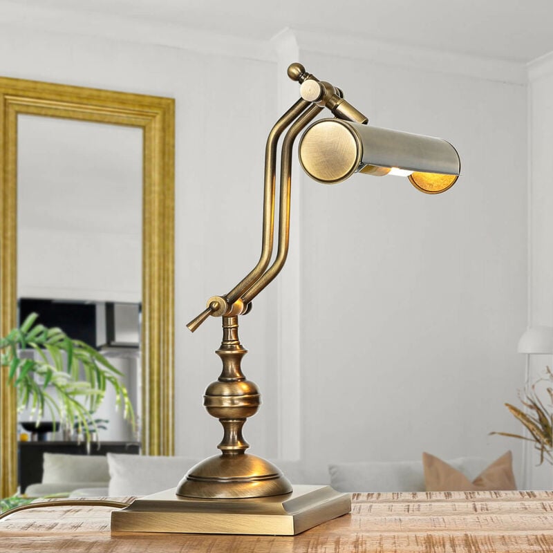 Image of Lampada da tavolo in ottone color bronzo lampada da lettura, per scrivania, ufficio, comodino - Bronzo chiaro lucido
