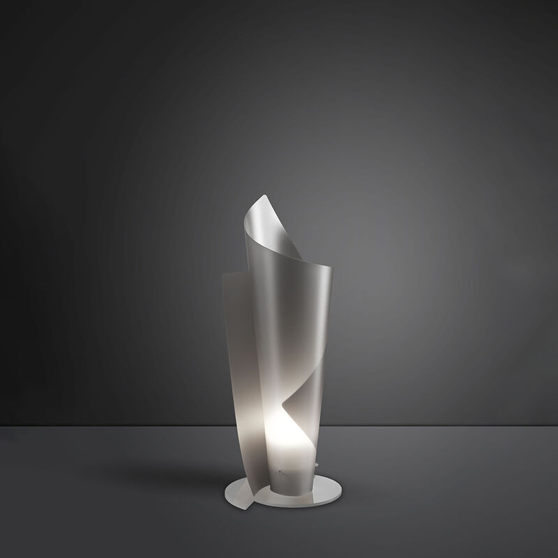 Image of Linea Zero - Lampada Da Tavolo Moderna a 1 Luce Vela In Polilux Argento H50 Made In Italy - Argento