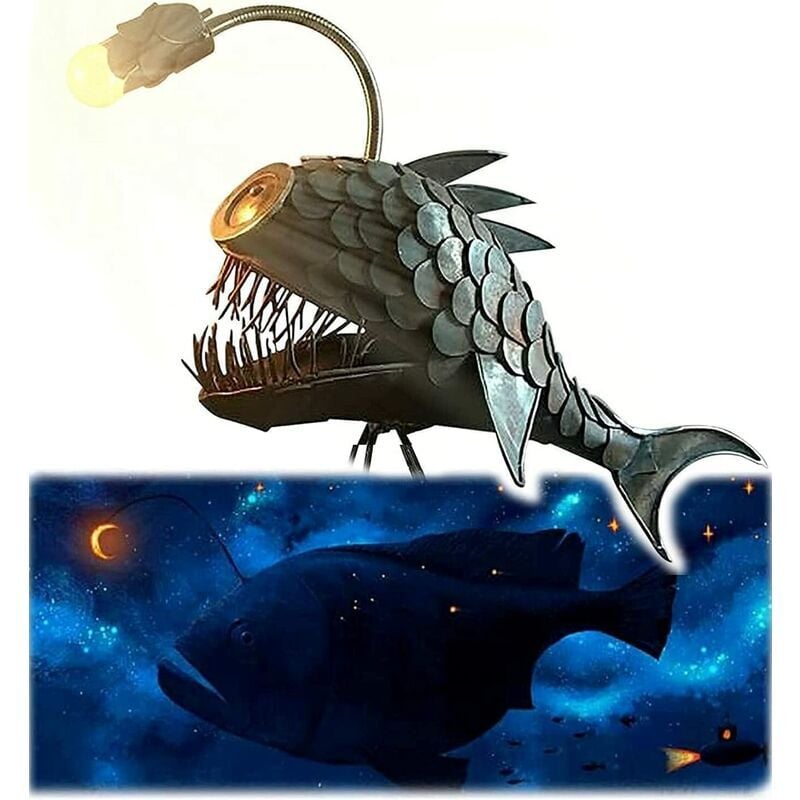 Image of Lampada da tavolo in stile Steampunk, lampada da tavolo in stile Steampunk con lampada rustica USB Shark, luci notturne fatte a mano, lampade per