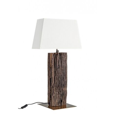 Lampada da Tavolo in Teak Bianco Rustica da Interno - ANANYA