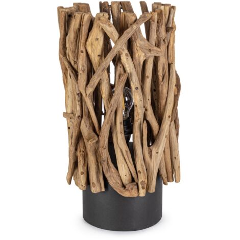 Lampada da Tavolo in Teak Marrone Rustica da Interni - ANANYA