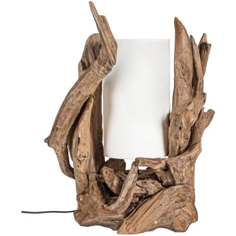 Lampada da Tavolo in Teak Nero Rustica da Interni - ANANYA