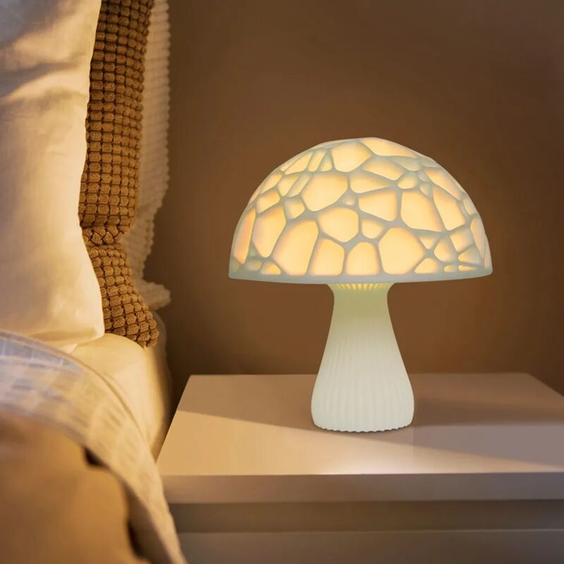 Image of Lampada da tavolo in vetro con lampada a fungo da 15 cm Luce notturna stile vintage 16 colori Lampada notturna a LED regolabile per comodino camera
