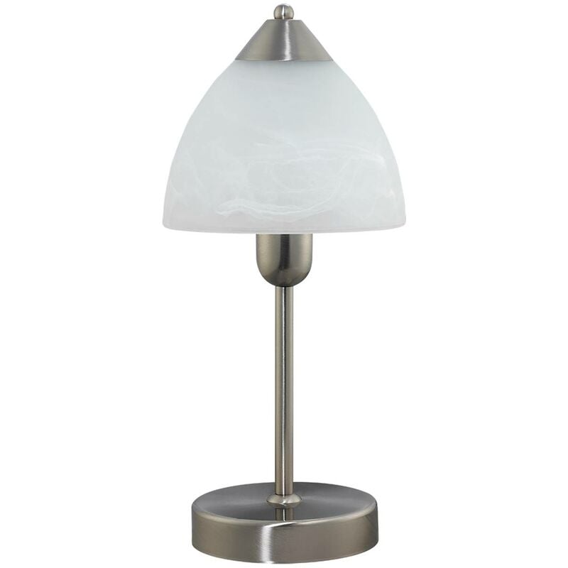 Image of Lampada da tavolo in vetro Tristan metallo satinato colori cromo / riso vetro pietra Ø13,5cm h: 37cm