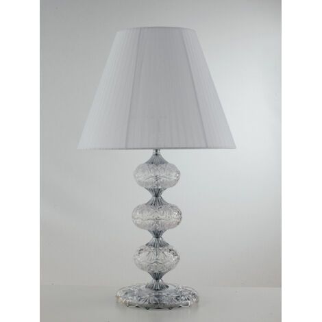 "Lampada da tavolo INCANTO in vetro con dettagli cromati e cristalli 68 cm."