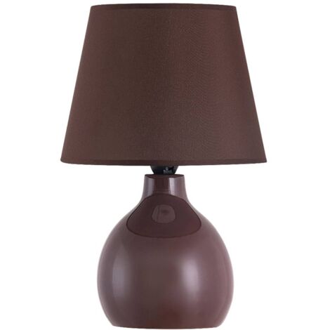 lampada da tavolo Ingrid ceramica tessile marrone Ø17cm H: 28 cm con interruttore