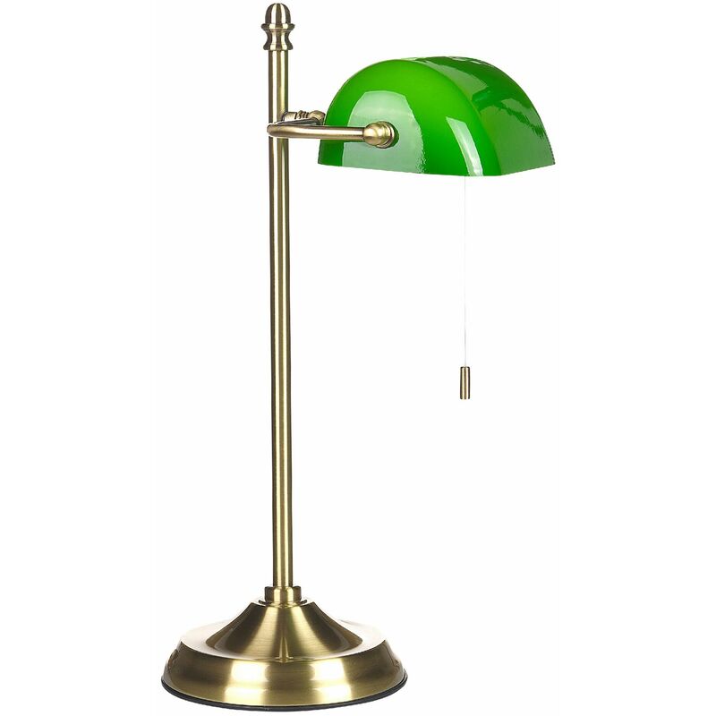 Image of Lampada da tavolo interruttore strappo paralume base metallo verde Maraval - Verde