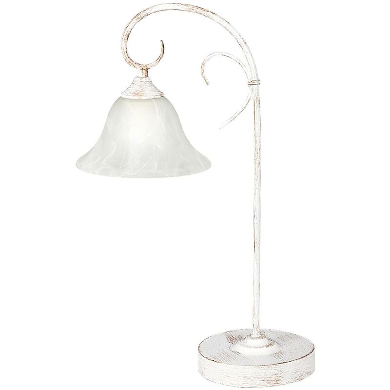 Image of Lampada da tavolo Katherine vetro metallo AntiqueWhite / Rice vetro pietra b: 33,5 centimetri h: 52cm