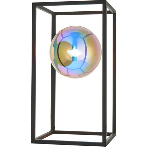 Lampada da tavolo KINJO Endon gabbia nera sfera iridescente