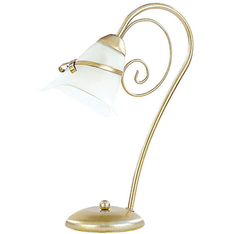 Lampada da tavolo Kokarda oro patinato vetro bianco E14 Luminex