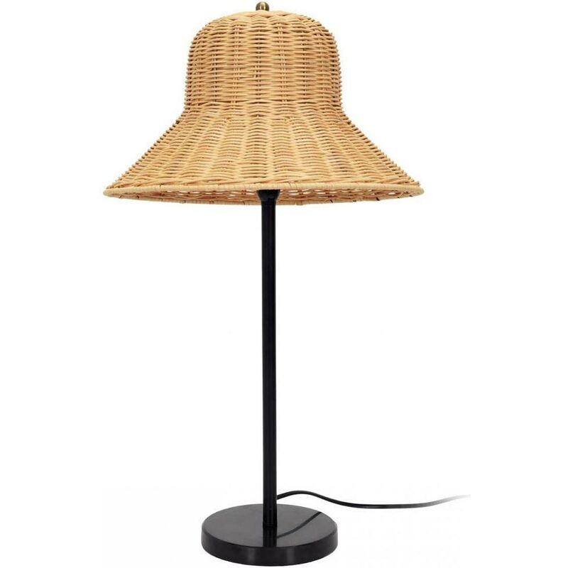 Image of Lampada da tavolo La Chaise Longue con cappello in rattan - 41-1l-005