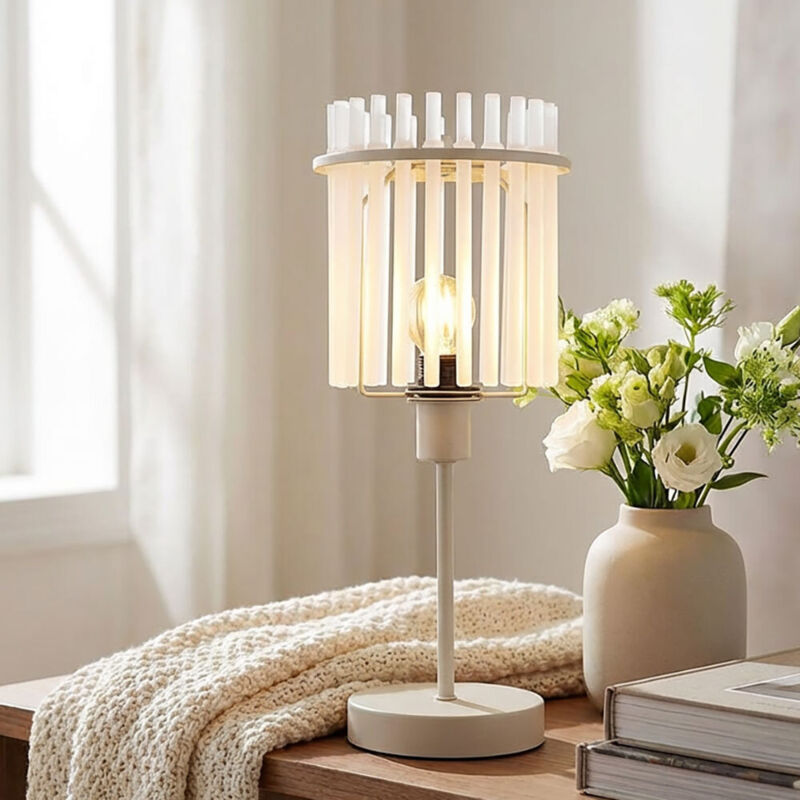 Lampada da tavolo Lampada da comodino Aste in vetro Lampada da camera da letto color sabbia satinata, 1x attacco E14, DxH 15x37,5 cm