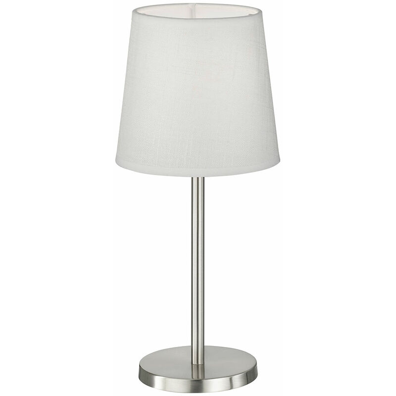 Image of Lampada da tavolo lampada da comodino camera da letto soggiorno bianco Lampada da tavolo 30 cm, nichel opaco, interruttore a cavo, 1x attacco E14, d