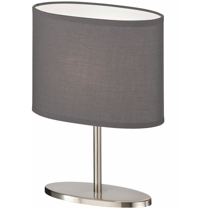 Image of Etc-shop - Lampada da tavolo lampada da comodino lampada da comodino camera da letto lampada da tavolo antracite, metallo chintz ovale nichel opaco,