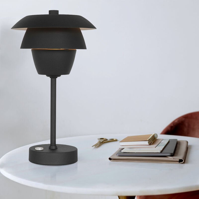 Image of Lampada da tavolo Lampada da comodino Lampada da comodino Lampada da comodino, 4 livelli touch dimmerabile, metallo nero, 1 attacco E14, DxH 18x31cm