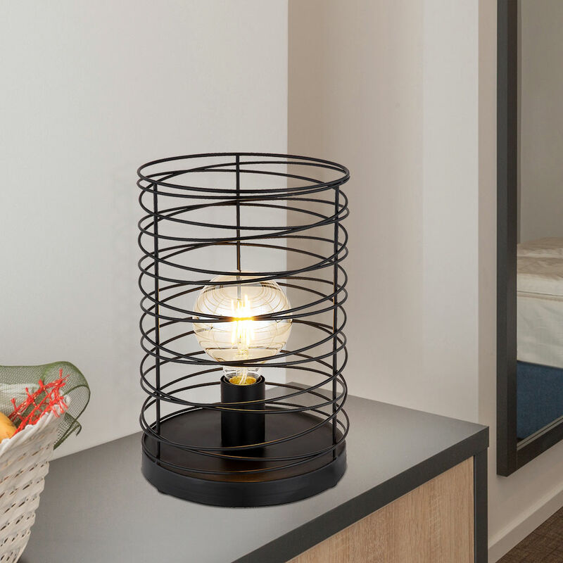 Image of Lampada da tavolo lampada da comodino lampada da tavolo gabbia design nero lampada da soggiorno lampada da camera da letto, metallo, 1x E27, PxH 20 x