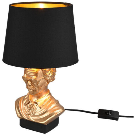 Lampada da tavolo Lampada da comodino Lampada da tavolo Lampada da soggiorno Lampada da lettura, ceramica oro tessuto nero, E14, P 21 cm