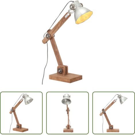Lampada da tavolo -  Lampada da Scrivania Industriale Argento Rotonda 58x18x90cm E27