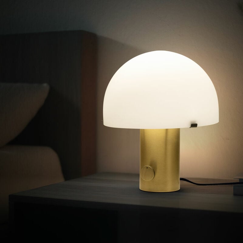 Image of Etc-shop - Lampada da tavolo, lampada da scrivania, lampada da soggiorno, lampada da comodino, dimmer rotativo, vetro metallo ottone, E27, h 29 cm