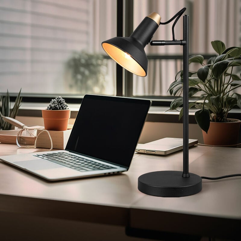 Image of Etc-shop - Lampada da tavolo lampada da scrivania lampada da tavolo lampada da comodino lampada da soggiorno, metallo nero opaco, 1x E14 spot