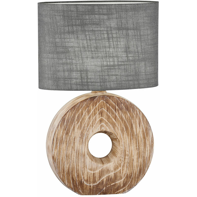 Image of Lampada da tavolo lampada da tavolo lampada da comodino lampada da soggiorno lampada da soggiorno, ceramica color legno marrone paralume in tessuto
