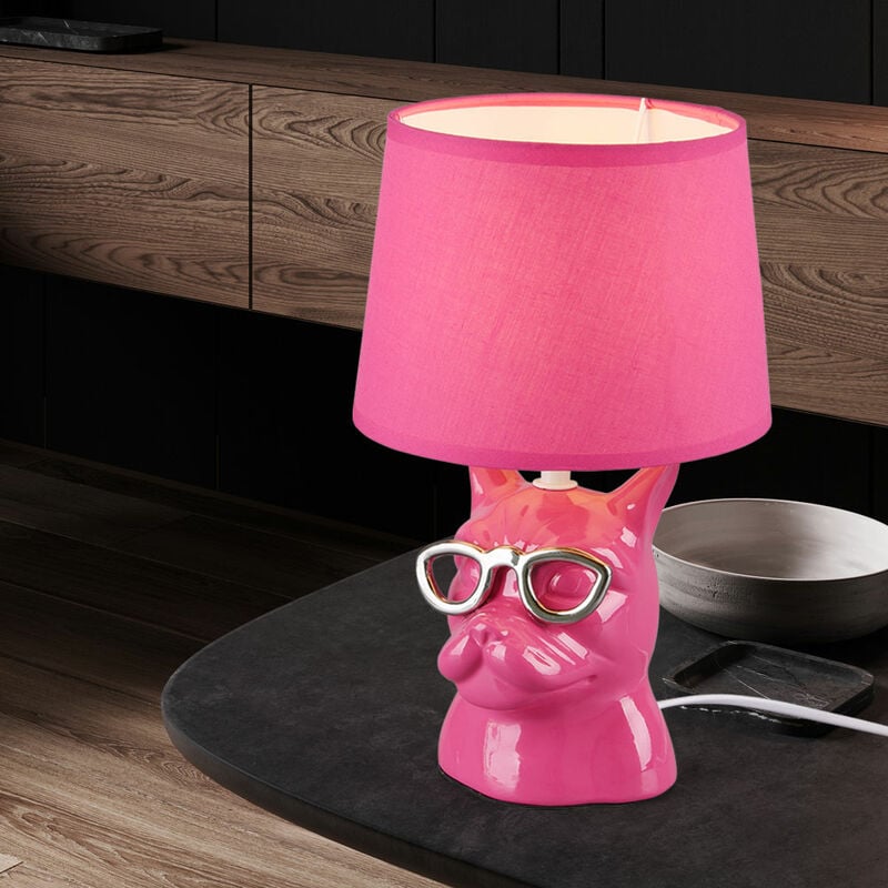 Image of Lampada da tavolo lampada da tavolo lampada da comodino lampada in ceramica per camera da letto sala da pranzo lampada moderna, cane con occhiali