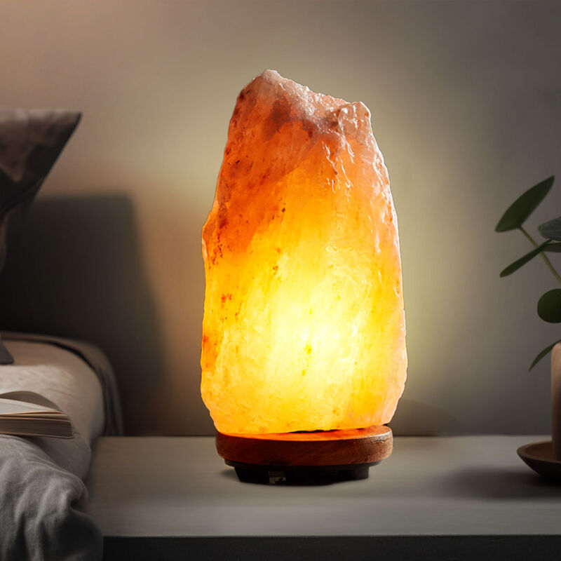 Image of Lampada da tavolo lampada da tavolo lampada da soggiorno lampada da lato lampada da camera da letto, legno cristalli di sale marrone scuro colore