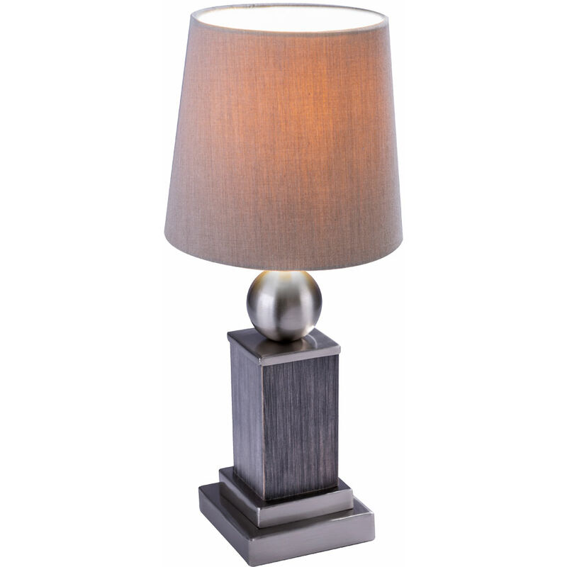 Image of Lampada da tavolo lampada da tavolo lampada da studio con paralume in tessuto lampada da lettura in legno, cavo 1,5 m, marrone grigio, attacco 1x