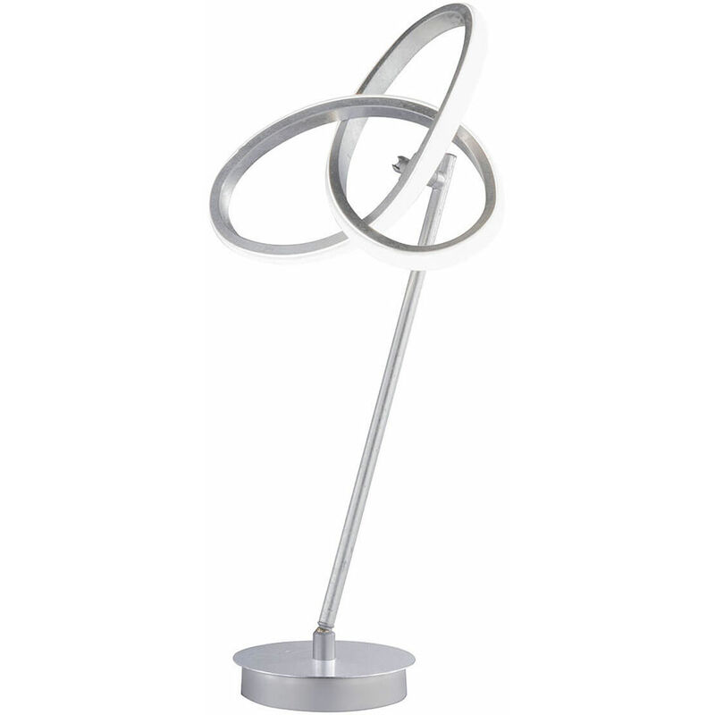 Image of Wofi - Lampada da tavolo, lampada da tavolo, lampada da tavolo, metallo, argento, design curvo, 1x led 13 watt 1100 lm bianco caldo, AxLxP 50x23x23