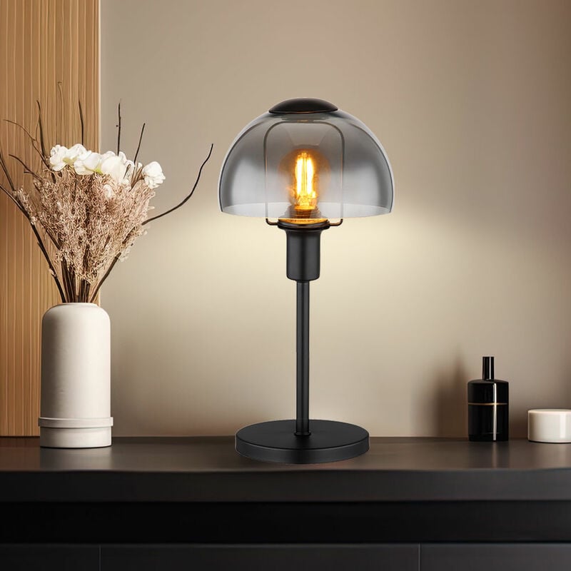 Image of Globo - Lampada da tavolo lampada da tavolo lampada laterale lampada da lettura lampada da scrivania, controllo touch, vetro metallo effetto fumo,