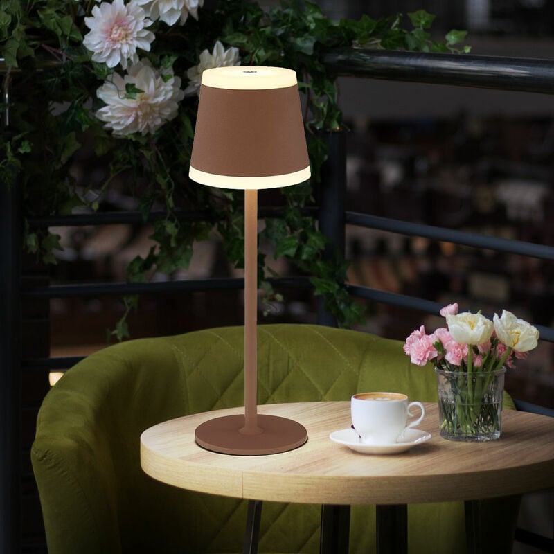 Image of Lampada da tavolo lampada da tavolo per esterni led bianco touch dimmer batteria ricaricabile lampada da giardino dimmerabile usb, ruggine, metallo